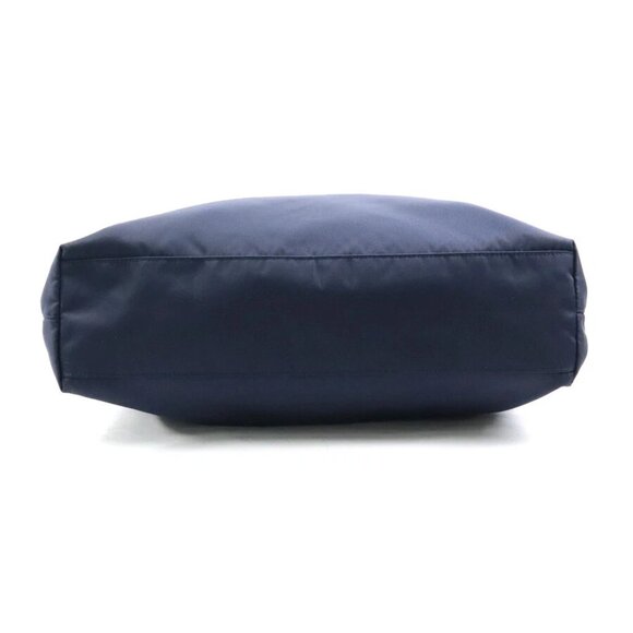 Auth PRADA Logo Handbag Shoulder Bag Navy Nylon/Leather/Silvertone - Picture 3 of 14